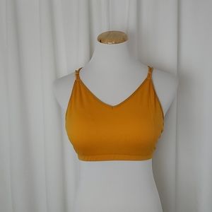 Yoga Bra Strappy Back Mustard Yellow